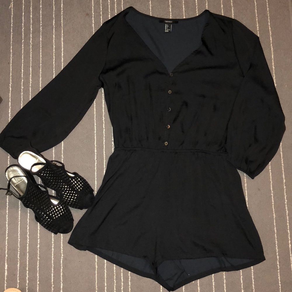 Silk black romper